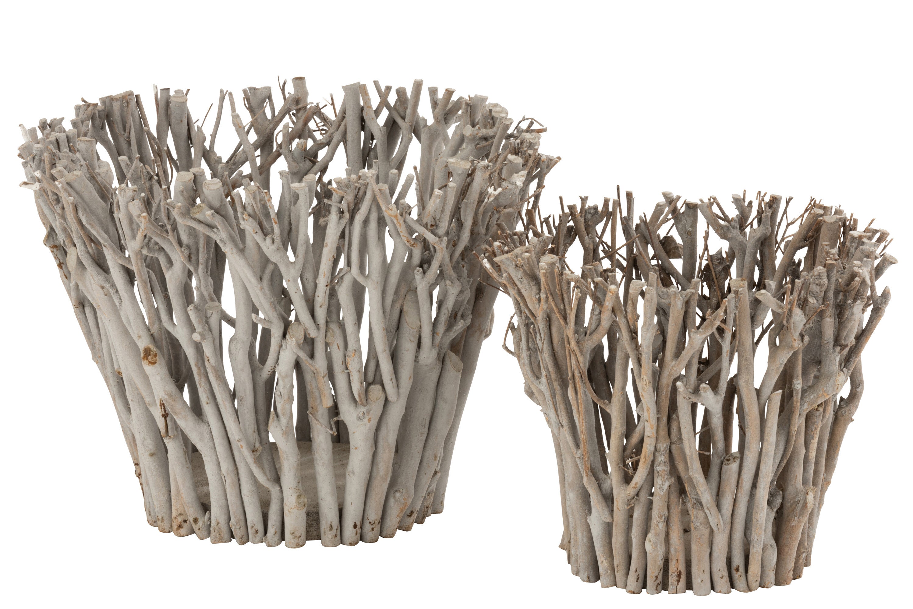 Orkaantakken Met Glas Hout Grijs Groot