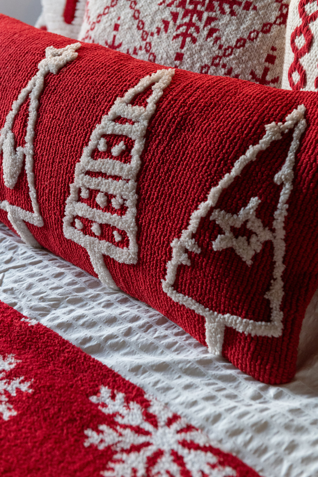 Kussen Kerstbomen Polyester Kerst Rood/Wit Assortiment Van 2