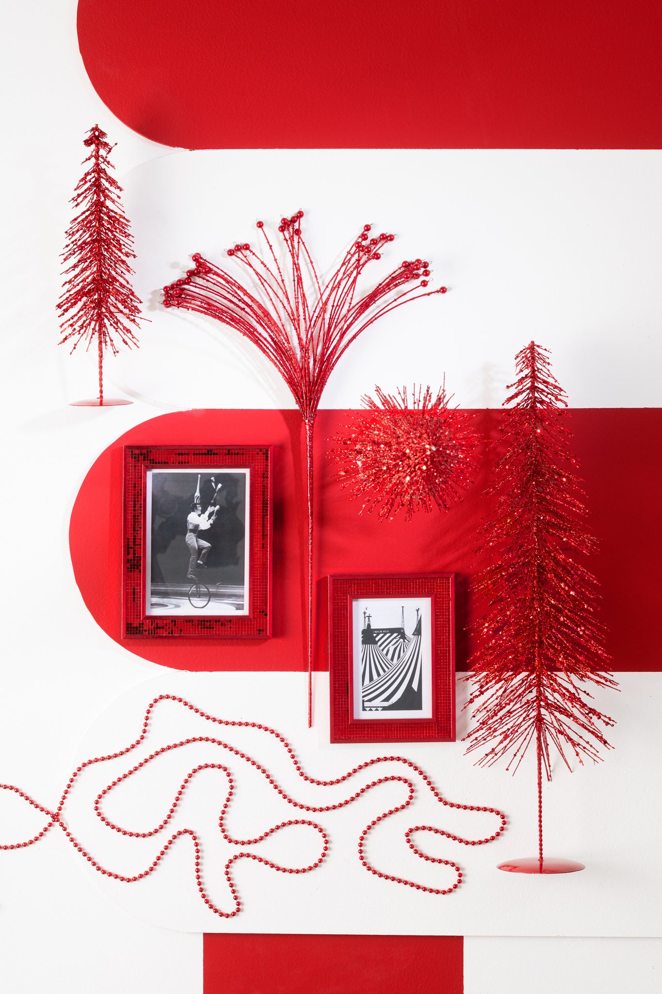 Decoratieve tak kralen/IJzeren Kerst Rood
