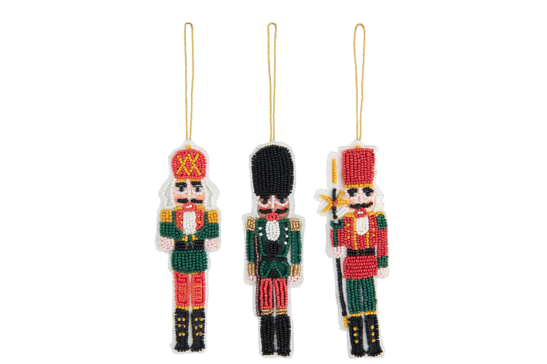 Hanger Notenkraker Kralen Kerst Rood/Donkergroen Assortiment Van 3