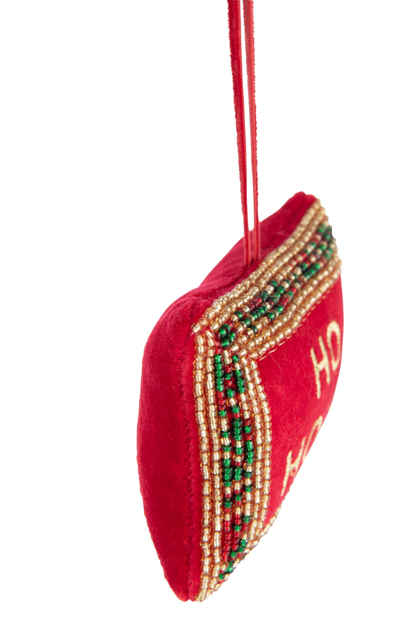 Hanger Kerstcitaten Kralen/Fluweel Kerst Rood/Goud Gekleurde Assortiment Van 4