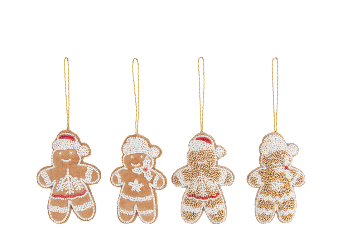 Hanger Ginger Man Velvet/Kralen Karamel/Wit Assortiment Van 4