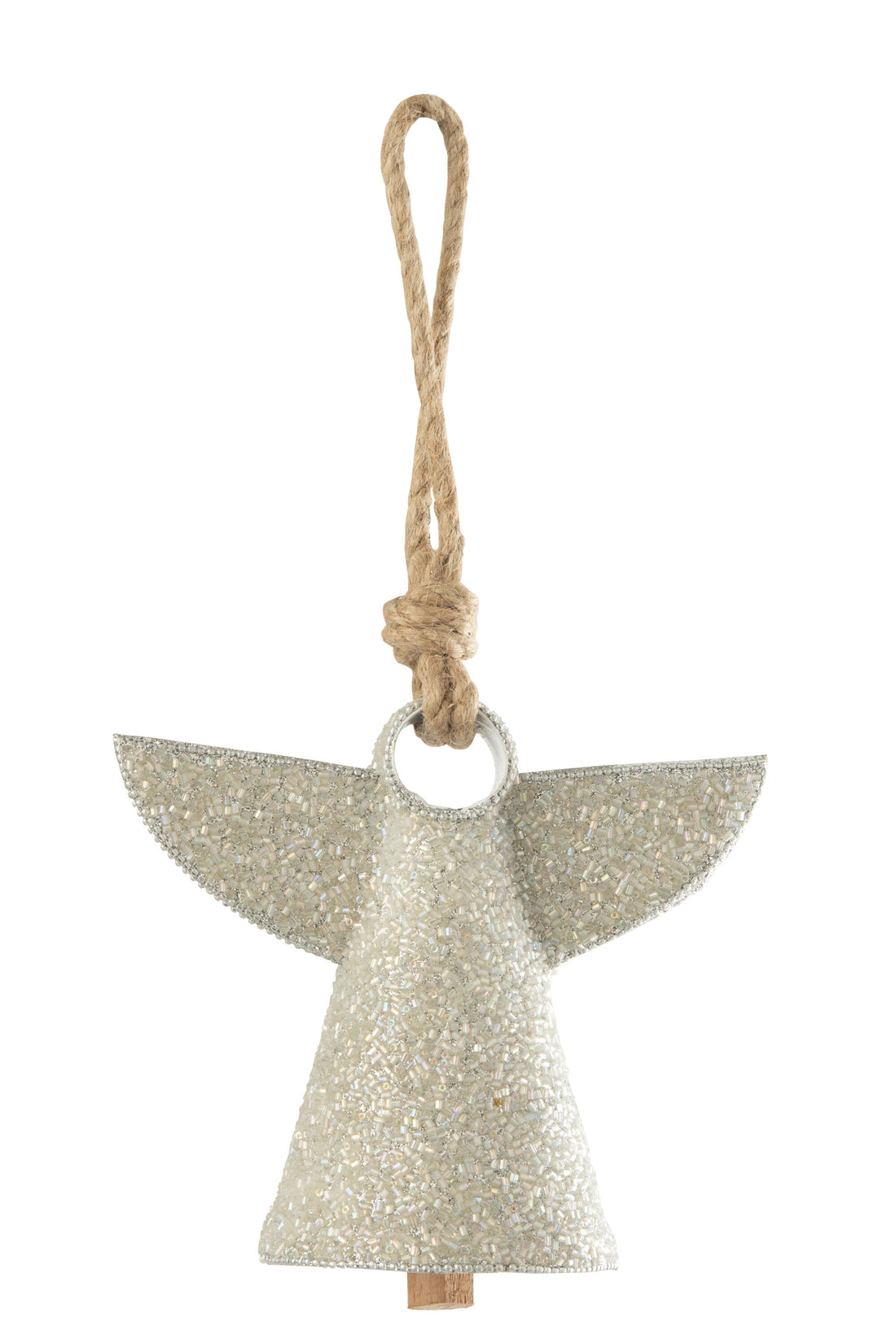 Hanger Bel Engel IJzer/Kralen Wit
