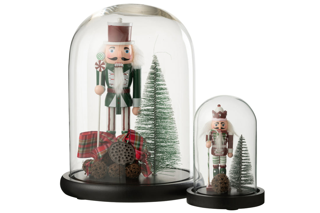 Decoratieve stolp notenkraker glas Kerst rood/donkergroen groot