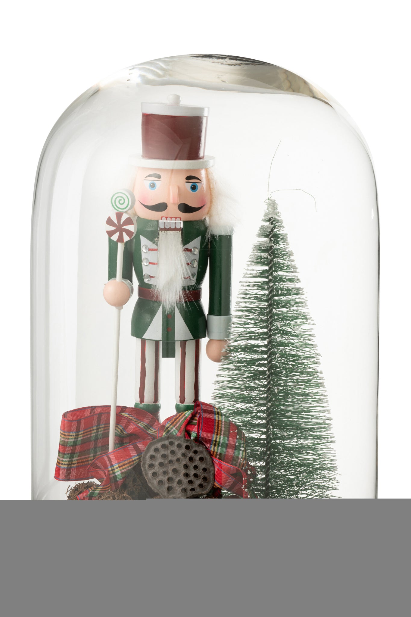 Decoratieve stolp notenkraker glas Kerst rood/donkergroen groot