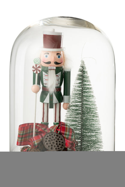 Decoratieve stolp notenkraker glas Kerst rood/donkergroen groot