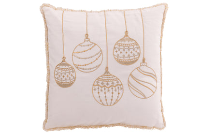 Kussen Kerstballen Katoen Wit/Goudkleurig
