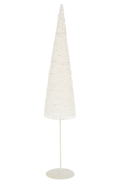 Kerstboom op metalen/papieren voet wit groot