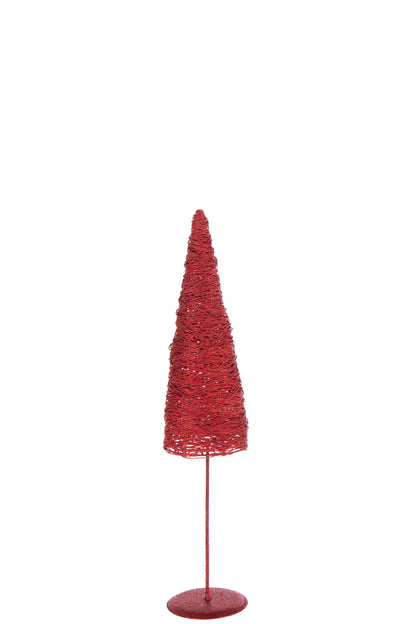 Kerstboom op metalen voet/papier Kerst rood klein