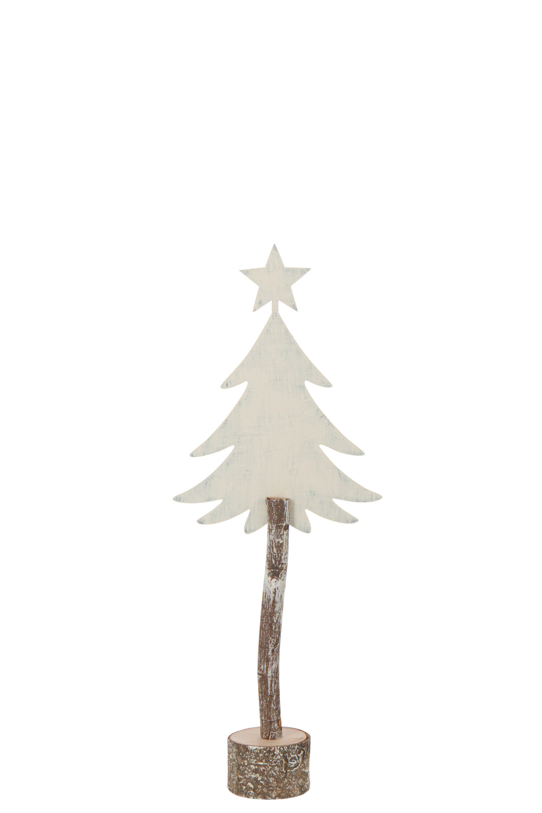 Kerstboom + Ster IJzer/Paulowniahout Gebroken Wit Klein