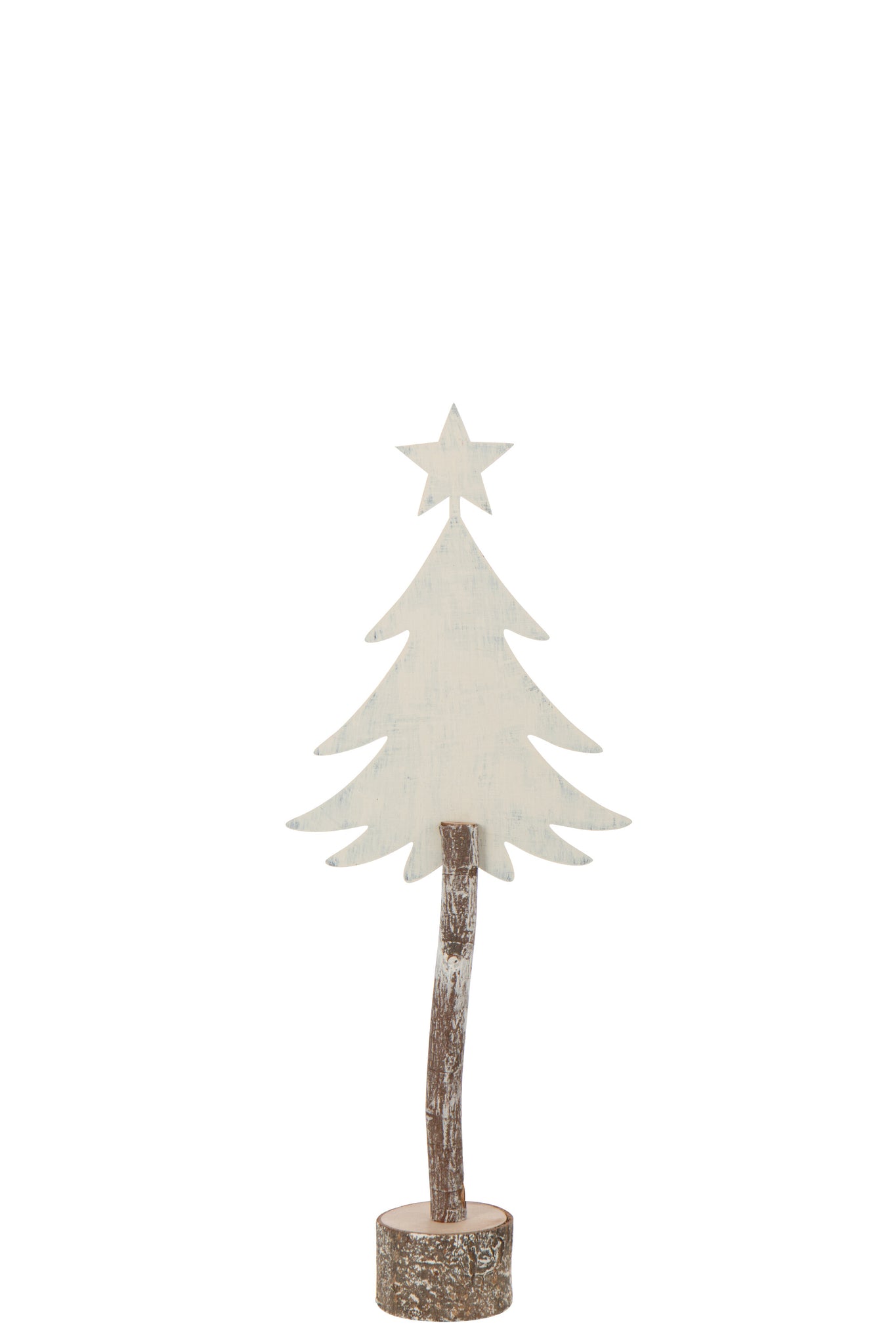 Kerstboom + Ster IJzer/Paulowniahout Gebroken Wit Klein