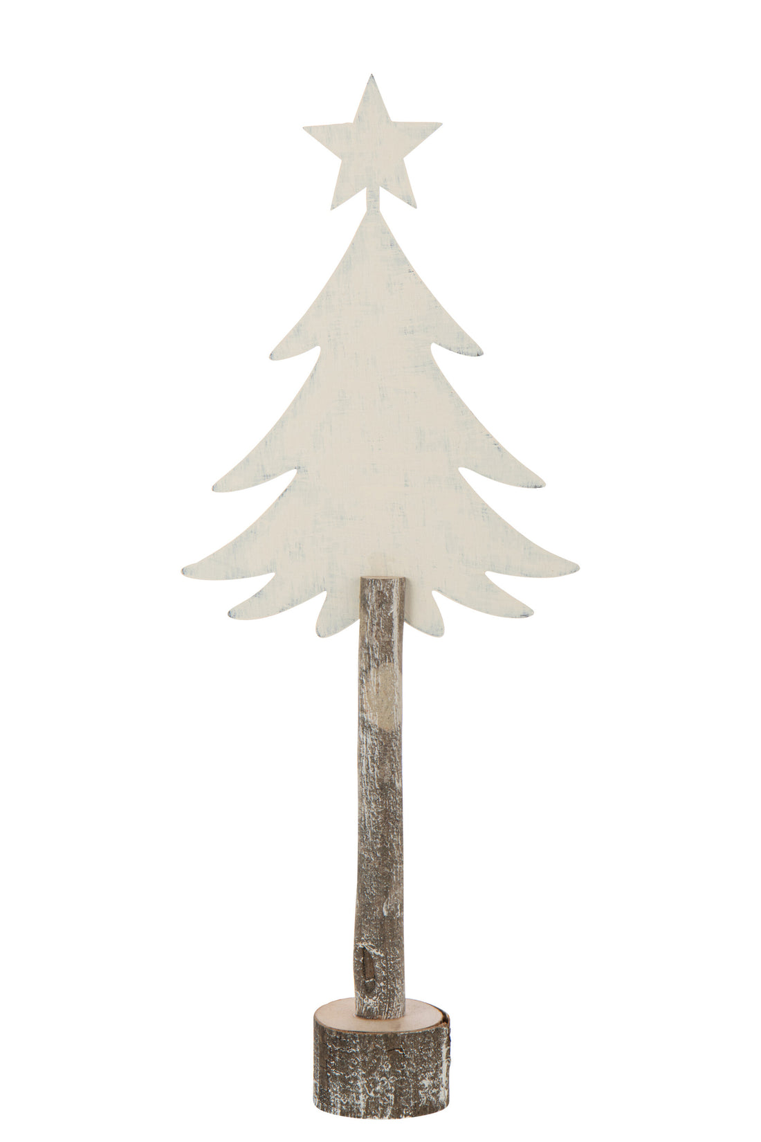 Kerstboom + Ster IJzer/Paulowniahout Gebroken Wit Groot