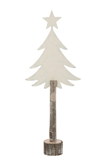 Kerstboom + Ster IJzer/Paulowniahout Gebroken Wit Groot