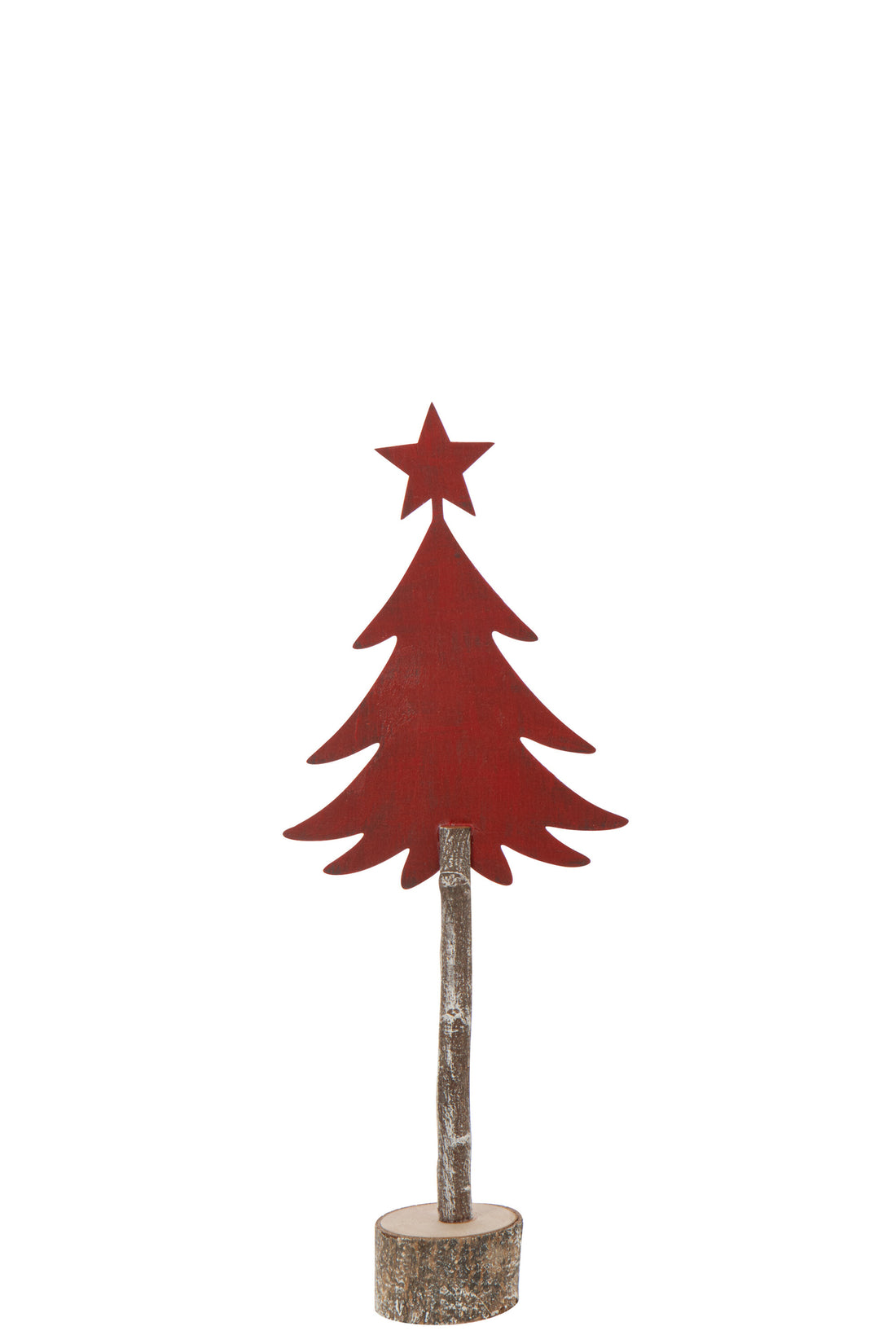 Kerstboom + Ster IJzer/Paulownia Hout Kerst Rood Klein