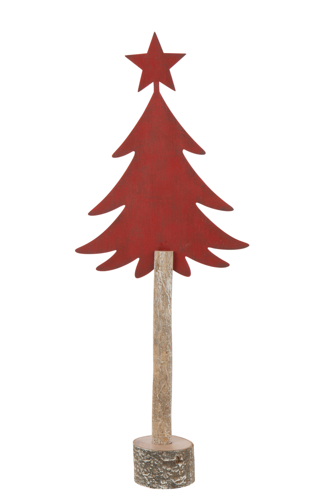 Kerstboom + Ster IJzer/Paulownia Hout Kerst Rood Groot