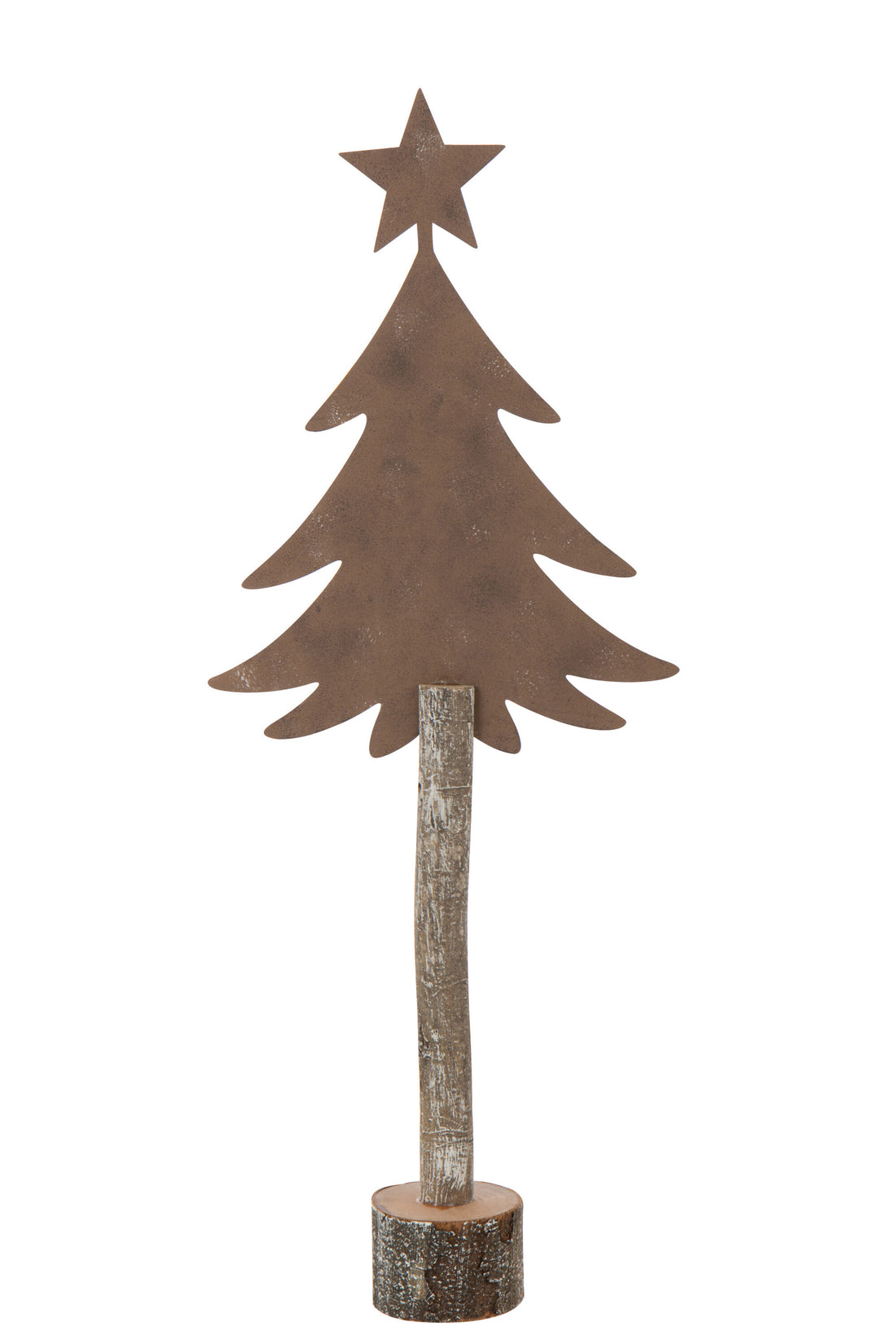 Kerstboom + Ster IJzer/Paulowniahout Bruin Groot