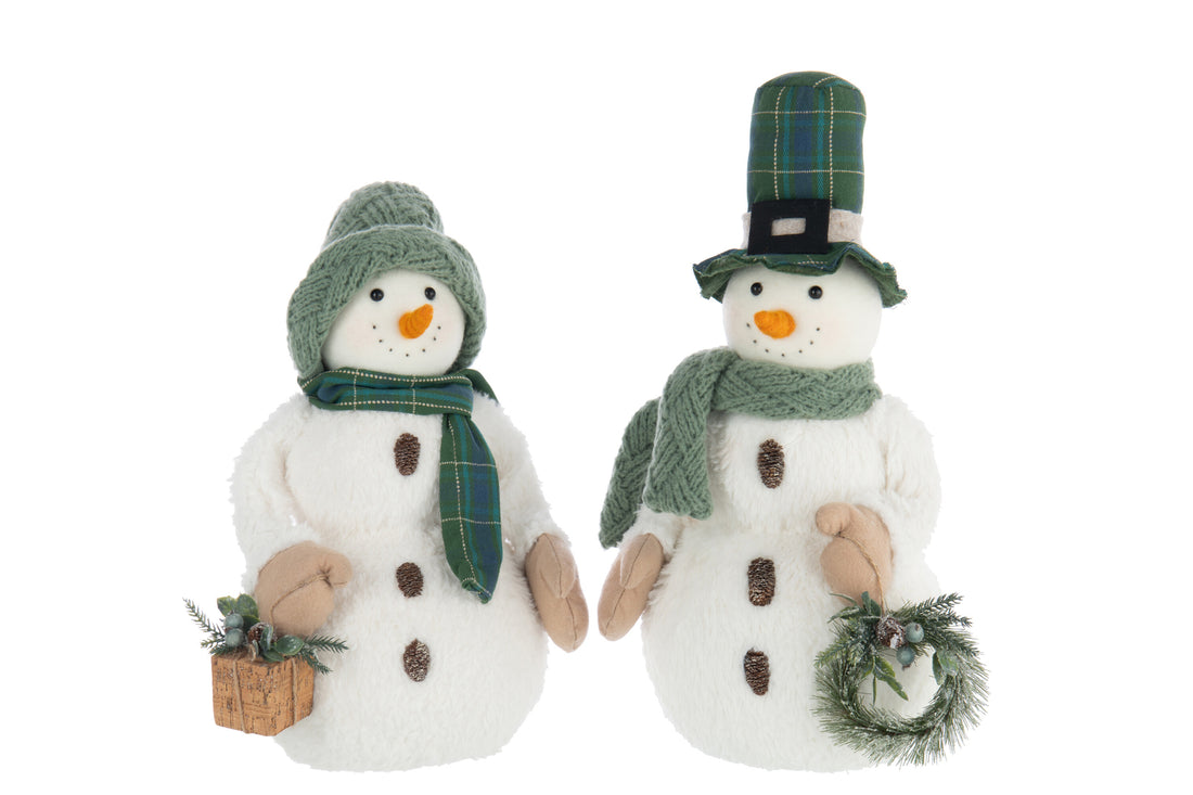 Sneeuwpop Jongen/Meisje Polyester Wit/Donkergroen Assortiment Van 2