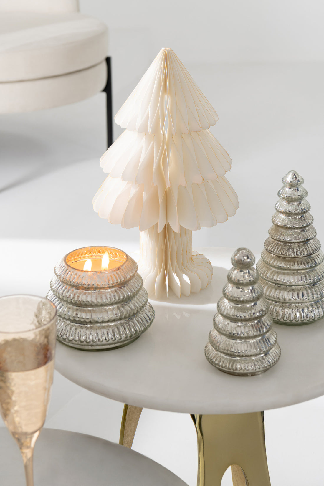 Kerstboom Opvouwbaar Papier Gebroken Wit Middelgroot