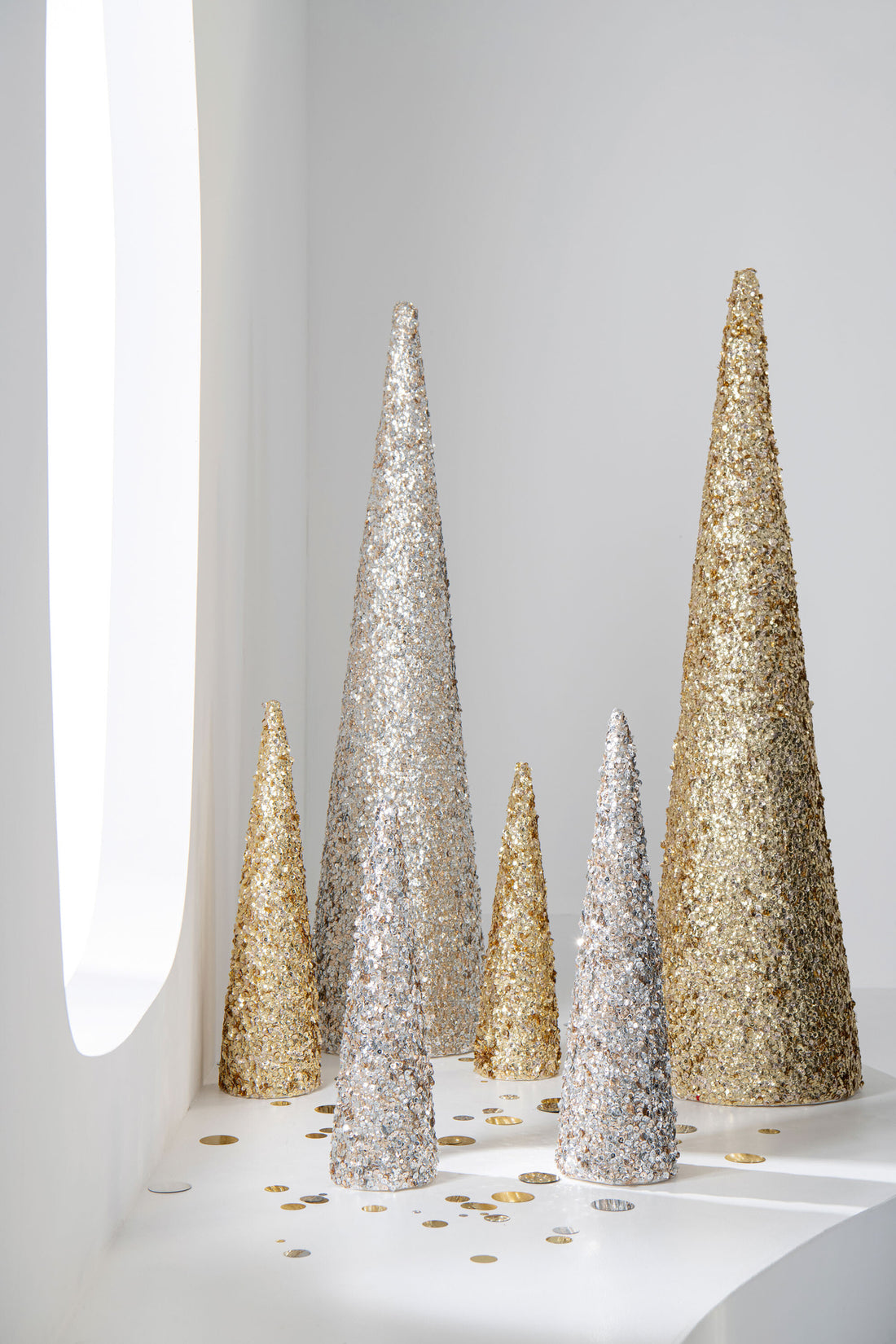 Kegel Pailletten Schuim Champagnegoud Kleine