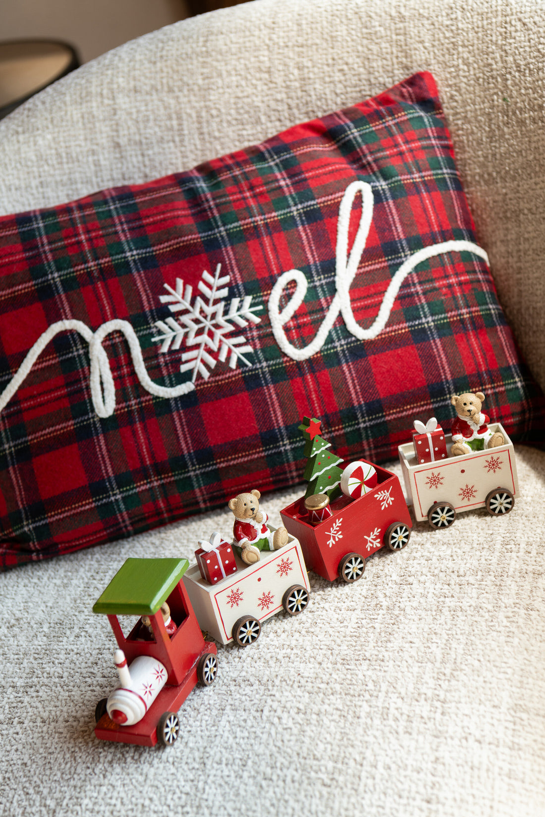 Treinbeer + Sneeuwpop Triplex Kerst Rood/Wit Assortiment Van 2