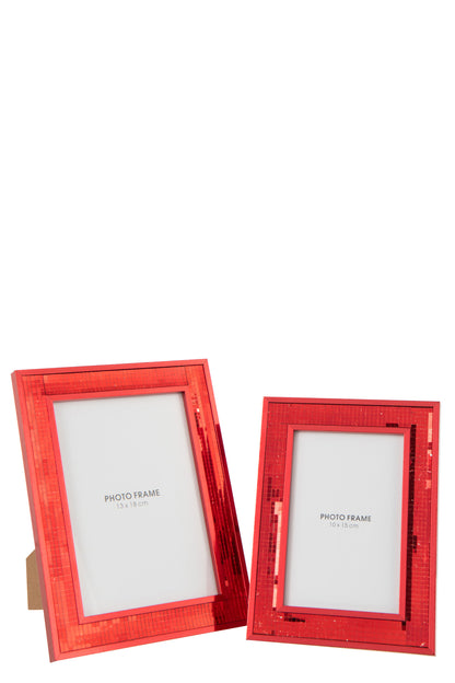 Fotolijst Spiegel 13X18cm Glas Rood Groot