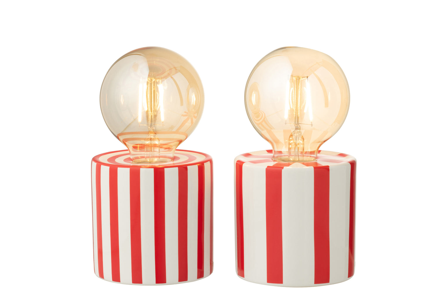 Tafellamp Gestreept Dolomiet Rood/Wit Assortiment Van 2