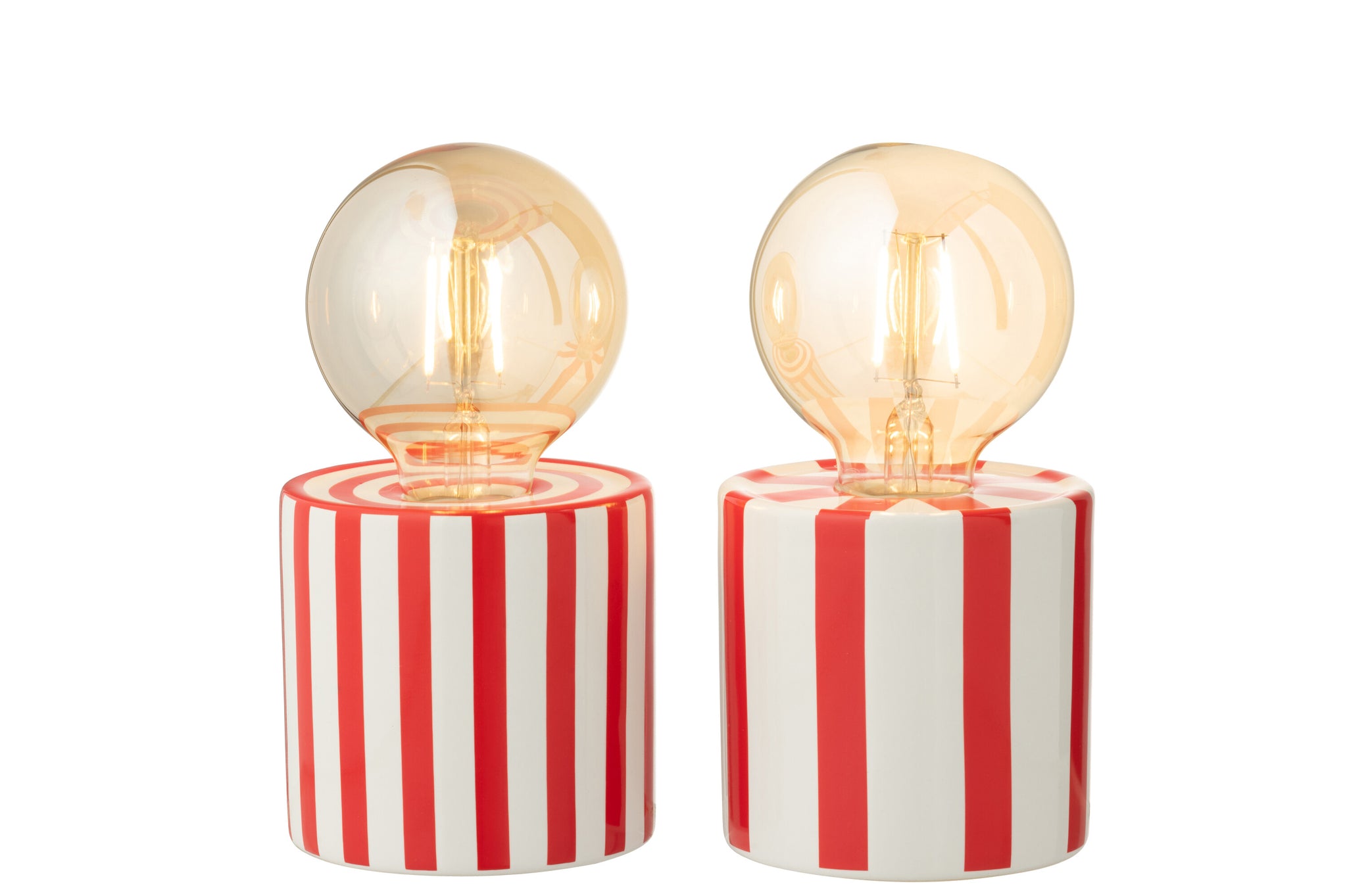 Tafellamp Gestreept Dolomiet Rood/Wit Assortiment Van 2