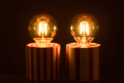 Tafellamp Gestreept Dolomiet Rood/Wit Assortiment Van 2