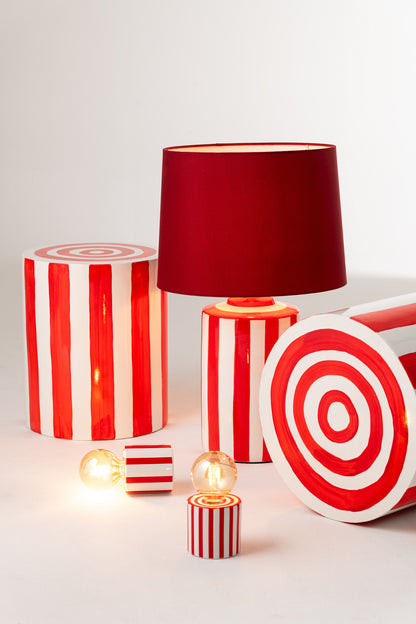 Tafellamp Gestreept Dolomiet Rood/Wit Assortiment Van 2