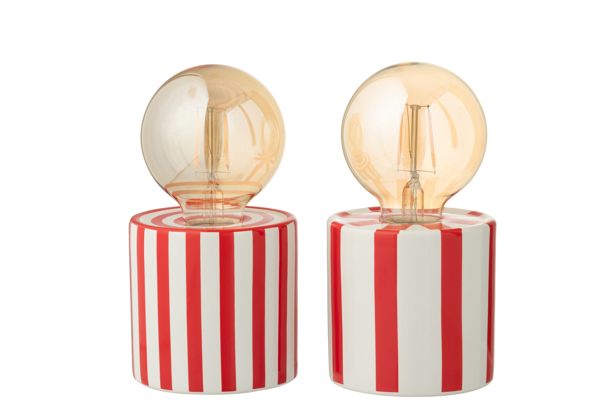 Tafellamp Gestreept Dolomiet Rood/Wit Assortiment Van 2