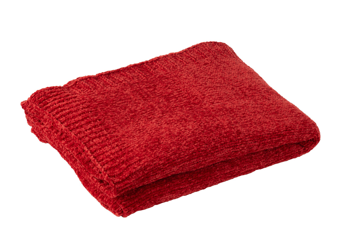 Deken Chenille Polyester Kerst Rood