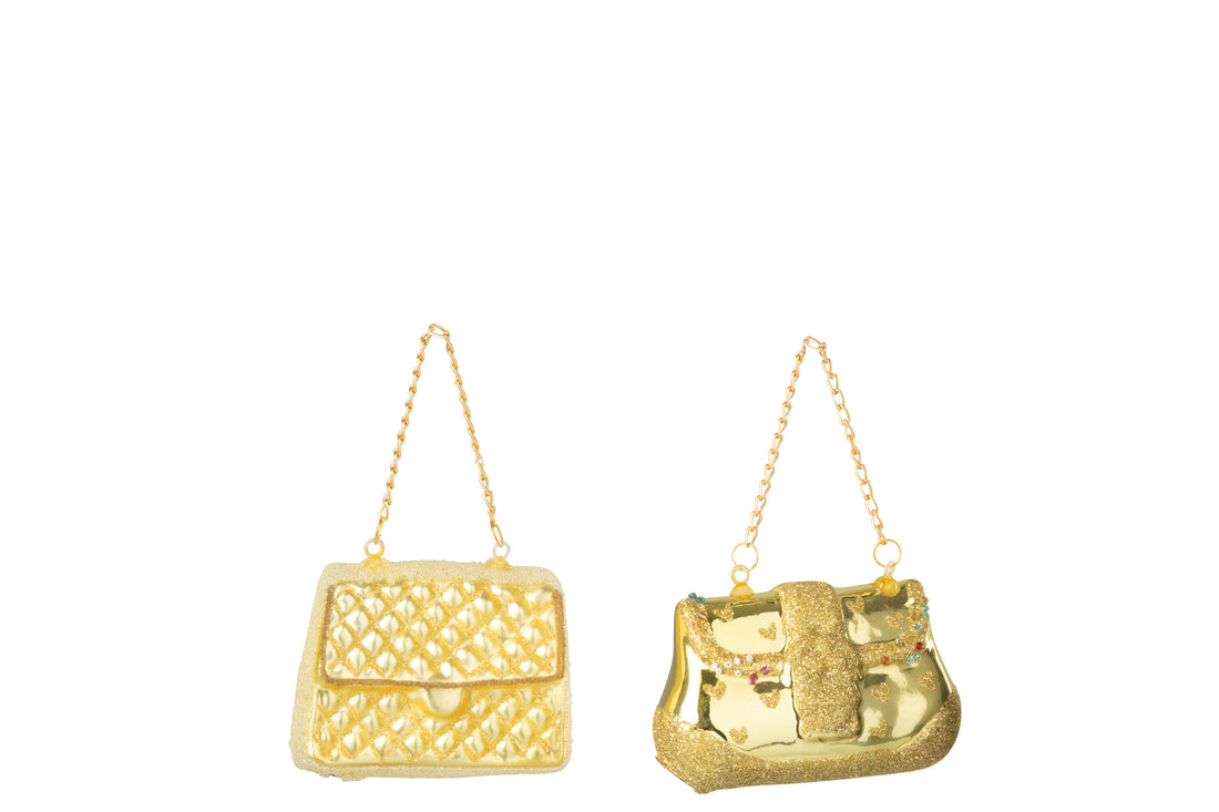 Hanger Handtas Glas Goudkleurig Assortiment Van 2