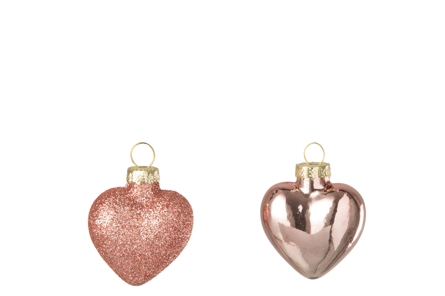 Doos van 12 hangers Hart Glas Lichtroze