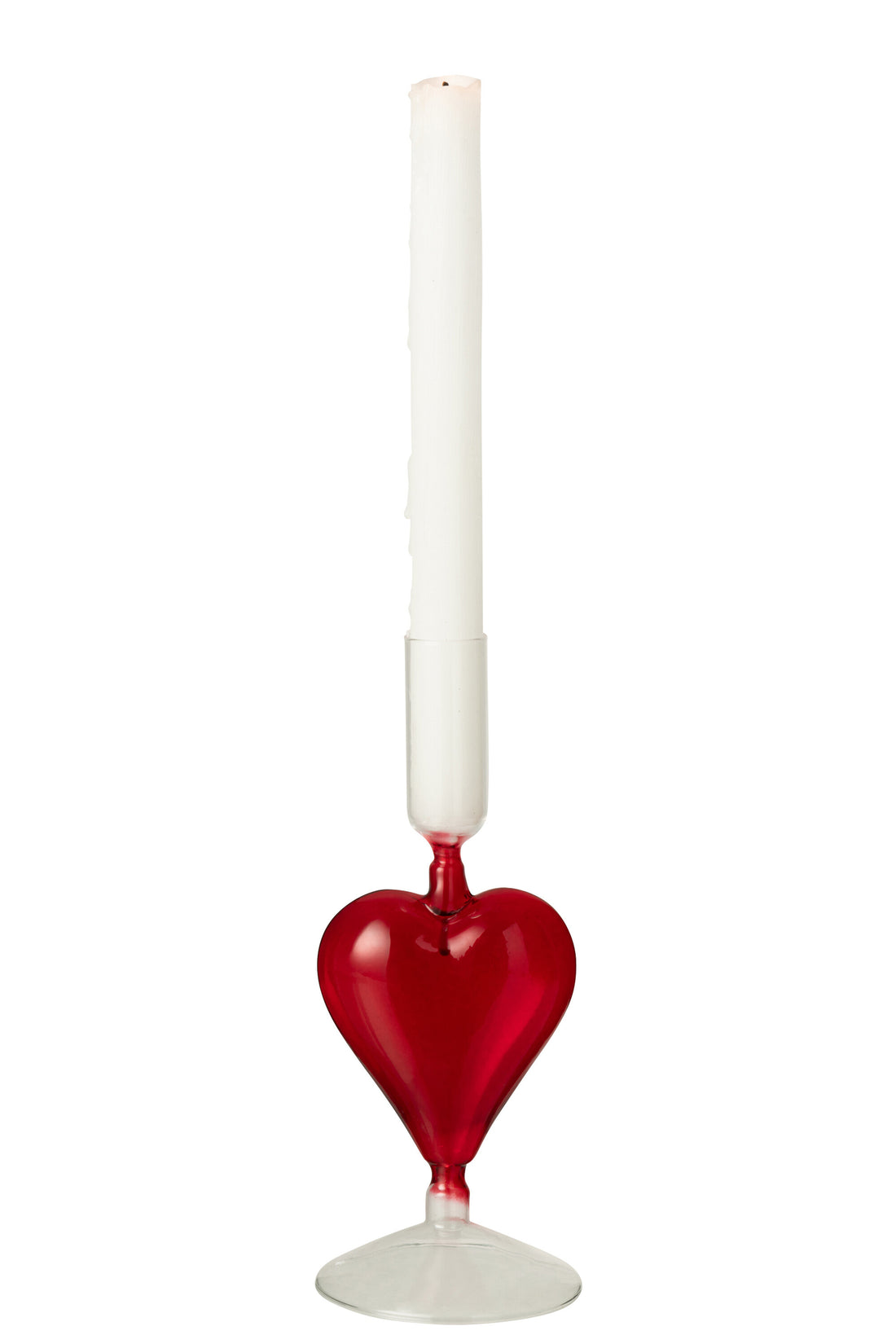Kaarsenhouder Hart Glas Transparant/Rood