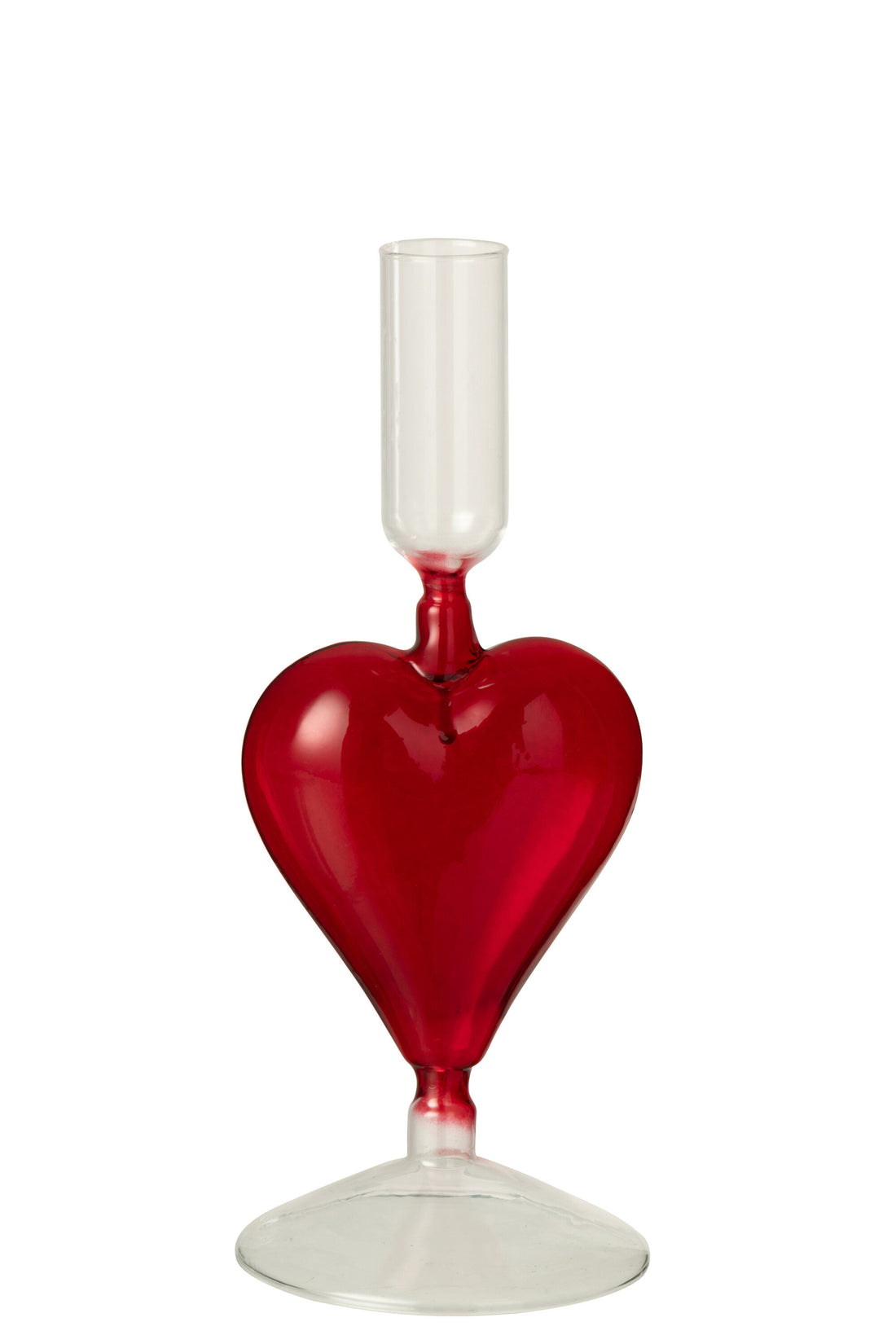 Kaarsenhouder Hart Glas Transparant/Rood
