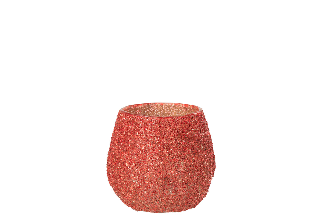 Theelichthouder Glas Kerst Rood Klein