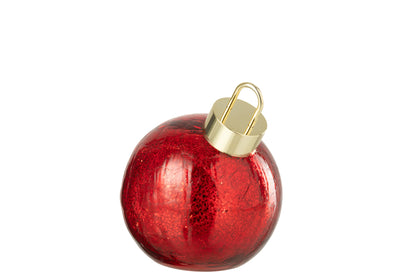 Kerstbal met LED-verlichting van glas, kerst rood klein.