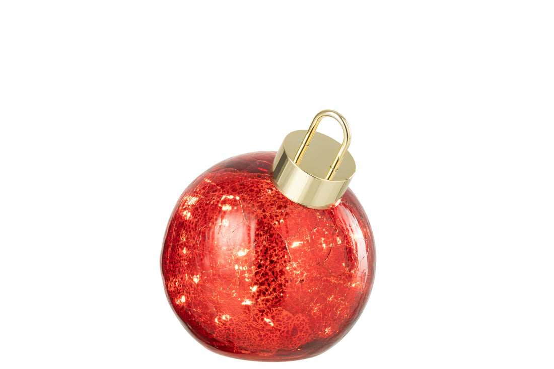 Kerstbal met LED-verlichting van glas, kerst rood klein.