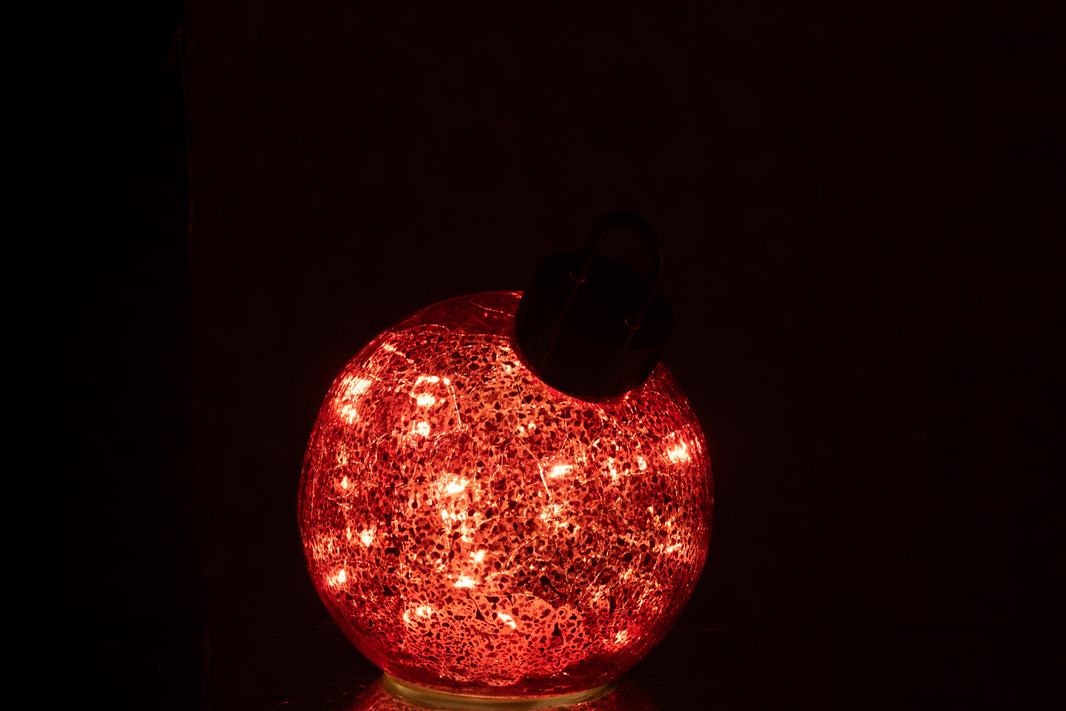 Kerstbal met LED-verlichting van glas, kerst rood klein.