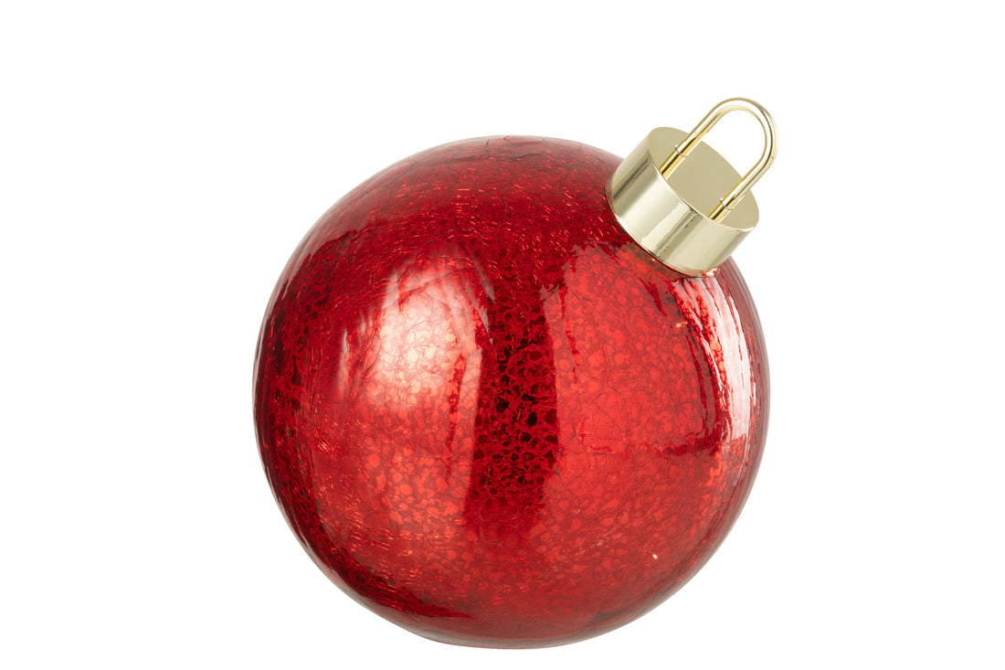Kerstbal Led Glas Kerst Rood Medium