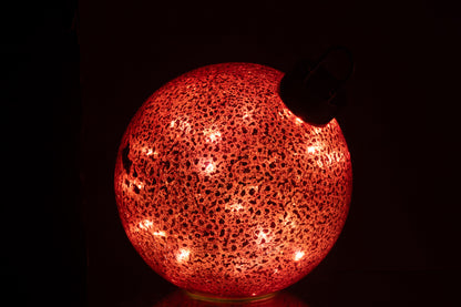 Kerstbal Led Glas Kerst Rood Medium