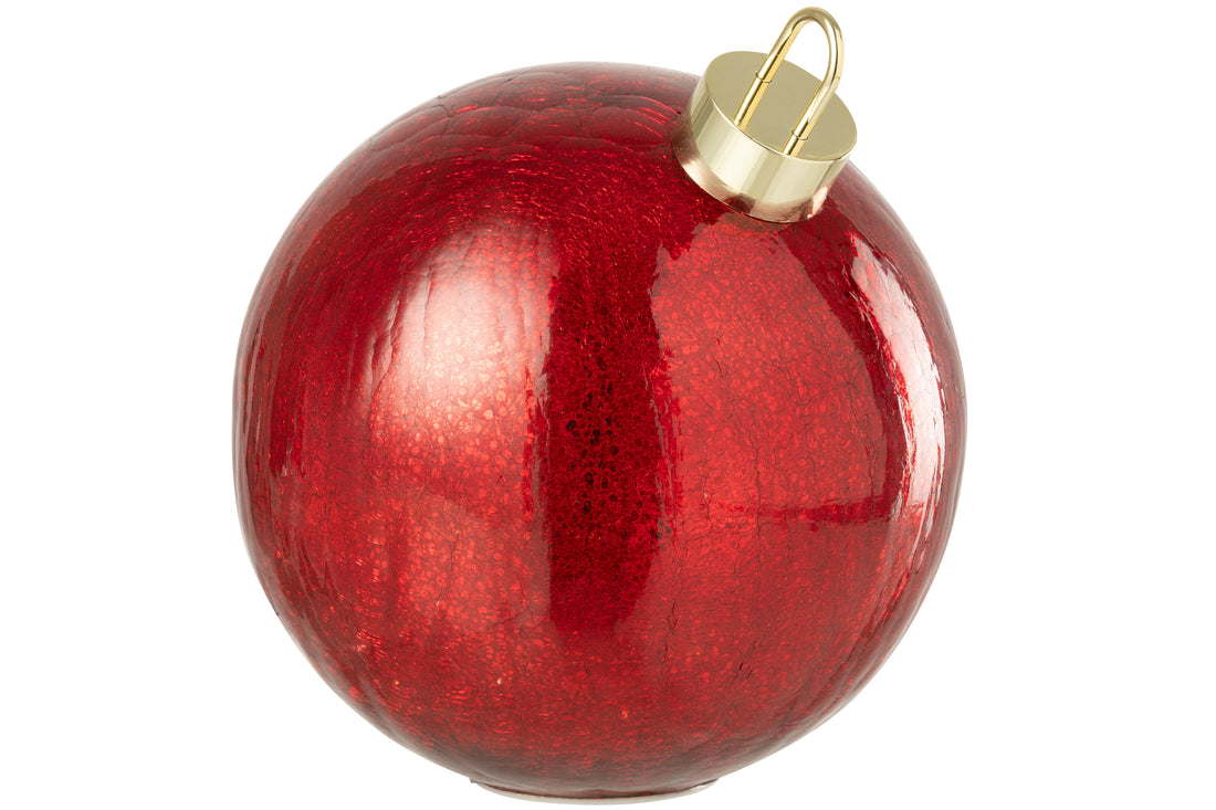 Kerstbal met LED-verlichting van glas, Kerst Rood Groot.