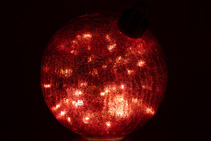 Kerstbal met LED-verlichting van glas, Kerst Rood Groot.