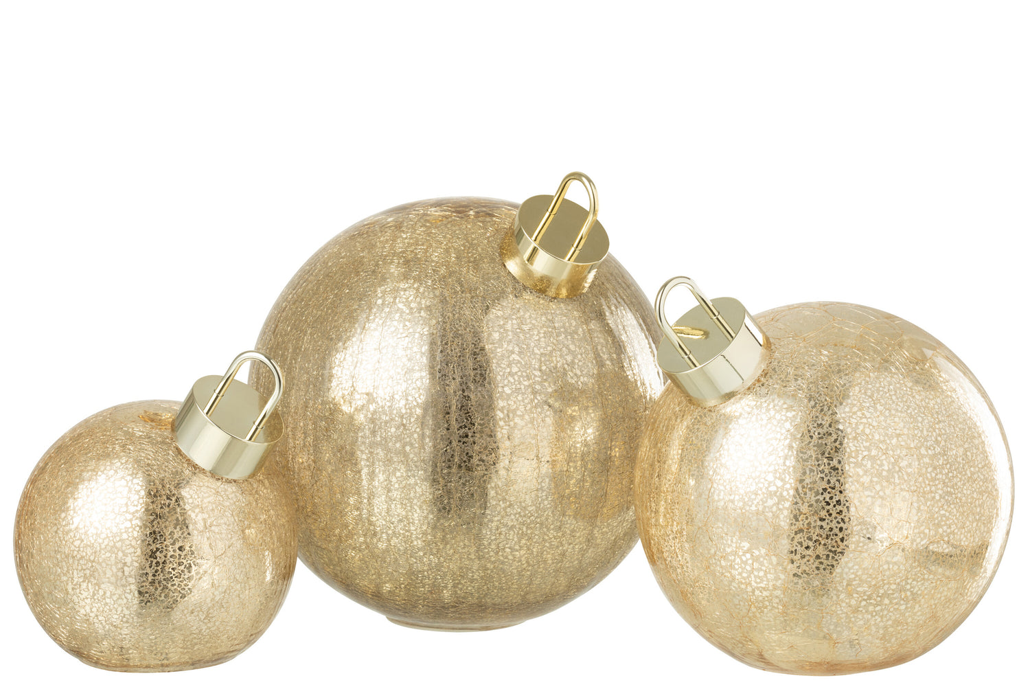 Kerstbal met LED-verlichting van glas in goudkleurig groot.