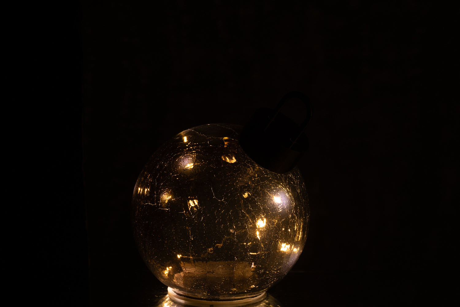 Kerstbal met LED-verlichting Glas Zwart Klein