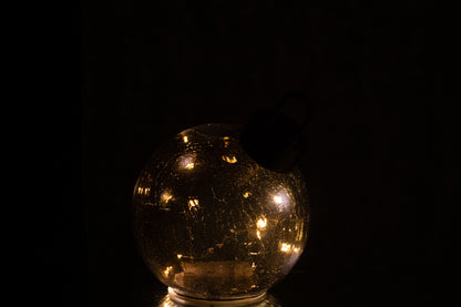 Kerstbal met LED-verlichting Glas Zwart Klein