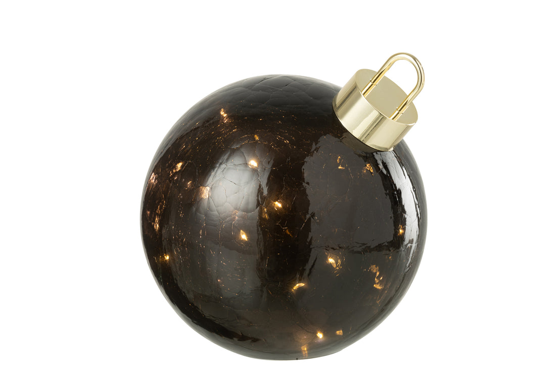 Kerstbal Led Glas Zwart Middelgroot