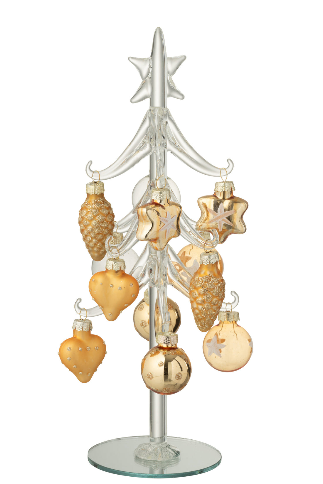 Kerstboom + Ballen Glas Transparant/Goudkleurig