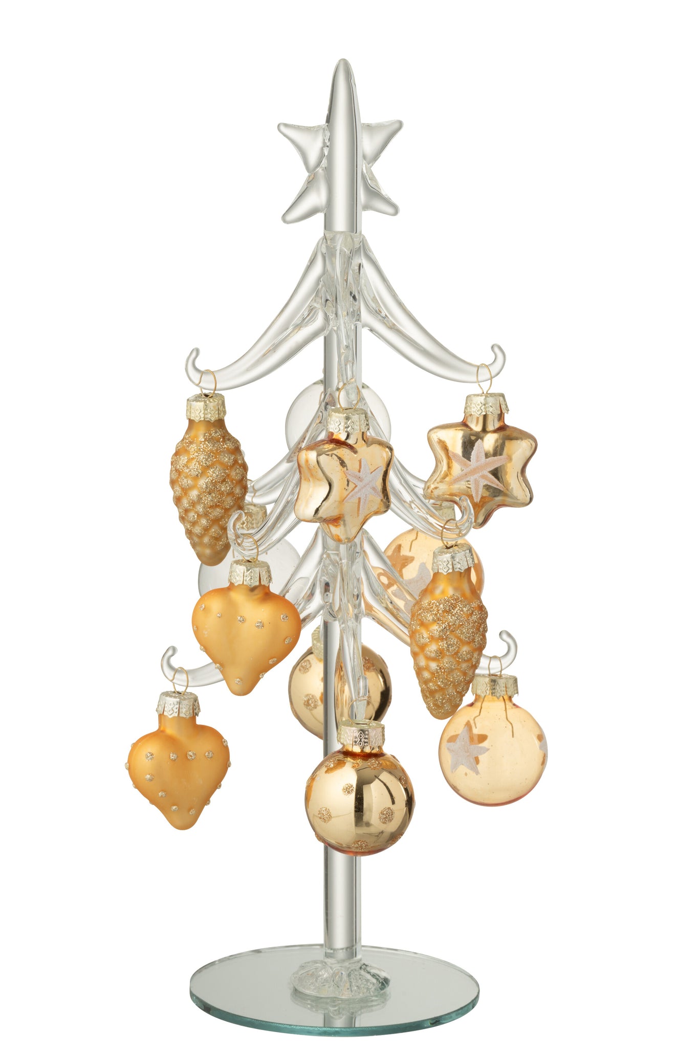 Kerstboom + Ballen Glas Transparant/Goudkleurig