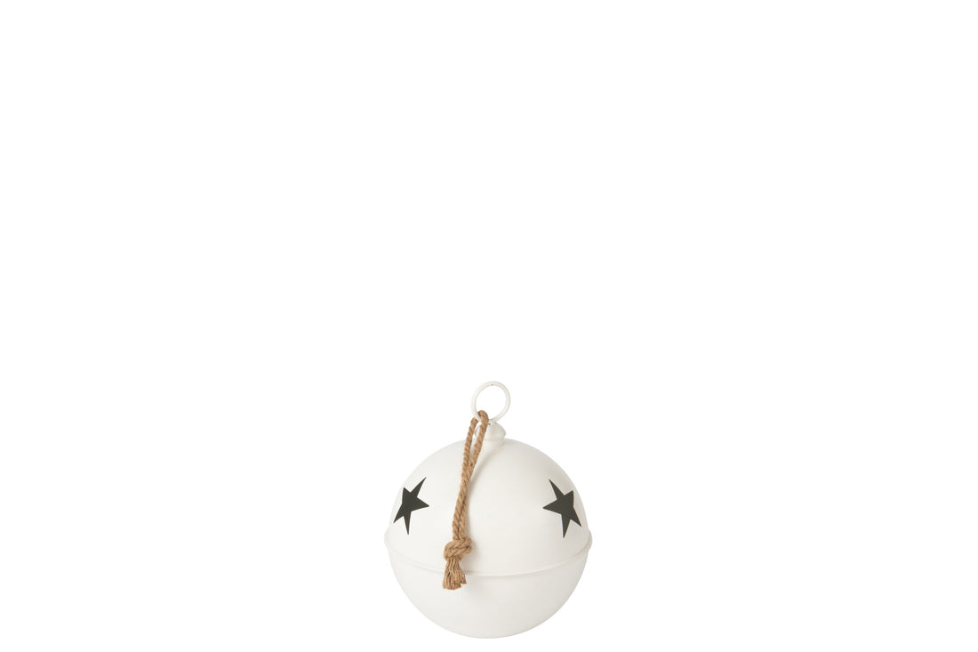 Kerstbal Mat Bal IJzer Wit Middelgroot